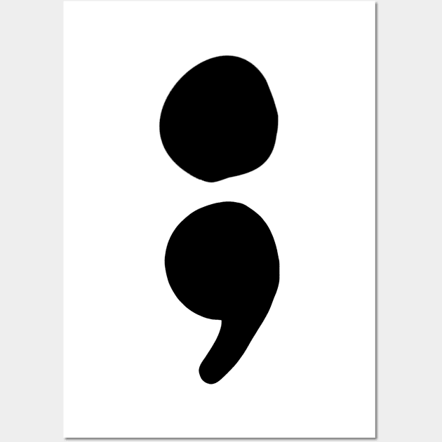 semicolon (black) Wall Art by mystudiocreate